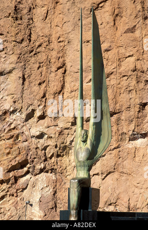 Angelo di bronzo su un monumento commemorativo della costruzione della Diga di Hoover diga di Hoover Pietra Miliare Storica Nazionale Nevada Foto Stock