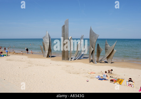 Les Braves scultura Omaha Beach Normandia Francia Foto Stock