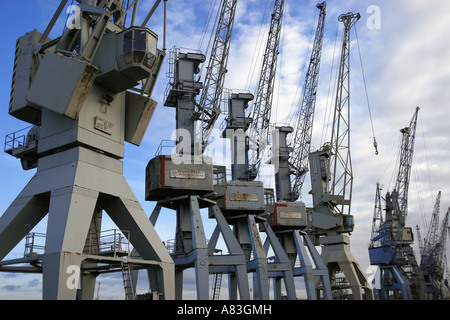 Storico delle gru del porto di Amburgo è il porto Foto Stock