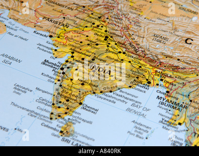 Mappa di India Foto Stock