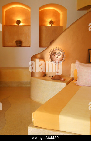 Spettacolare SUN bedroom suite designer Nilaya Hermitage boutique hotel in Goa in India Foto Stock
