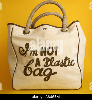 Anya Hindmarch moda io non sono un sacchetto di plastica Foto Stock