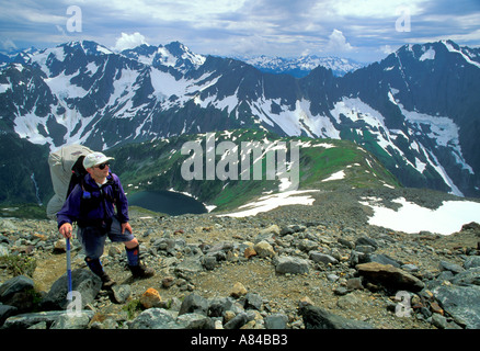 Scalatore sul braccio Sahale Parco nazionaledi North Cascades Washington Foto Stock