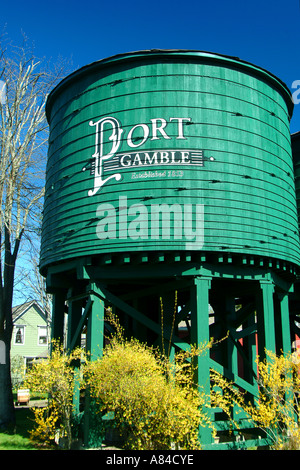 Porto storico Gamble water tower, Washington Foto Stock