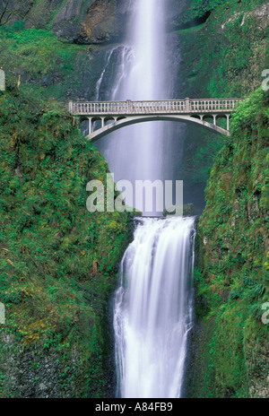 Cascate Multnomah e ponte Columbia River Gorge Portland Oregon Foto Stock