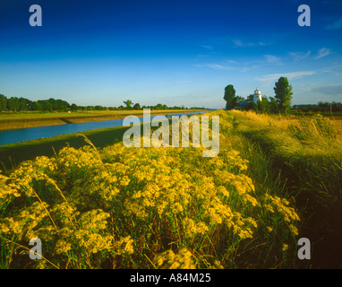 Il faro e il fiume Nene a Sutton Bridge Lincolnshire England Regno Unito Foto Stock