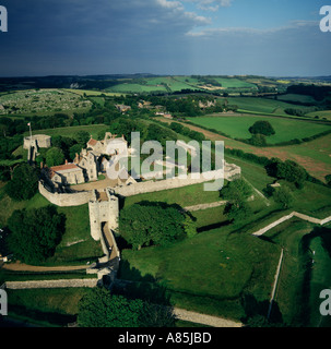 Il castello di Carisbrooke Isle of Wight UK vista aerea Foto Stock