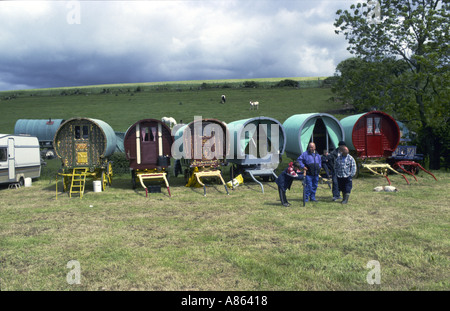 Tradizionale carri romani a Appleby horse fair Cumbria Inghilterra di zingari e nomadi sono qui riuniti nei primi due ci Foto Stock