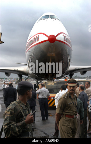 Aria Indias Boeing 747 aereo Air Craft vettore ufficiale in India Bombay ora Mumbai India volo inaugurale da India NEGLI STATI UNITI Foto Stock