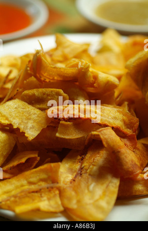 Il ristorante El Mieson de Pepe in Key West plantano fritte chip ad un ristorante cubano Foto Stock