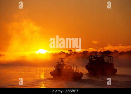 Usa Stati Uniti Louisiana Bayou fiume tramonto Intracoastal Waterway Foto Stock