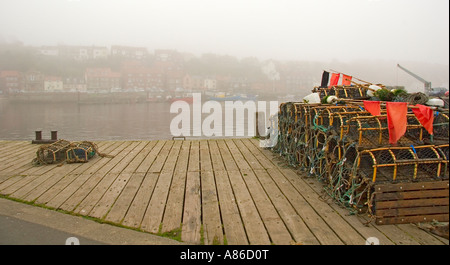 Il granchio pentole sul dock, Whitby Foto Stock