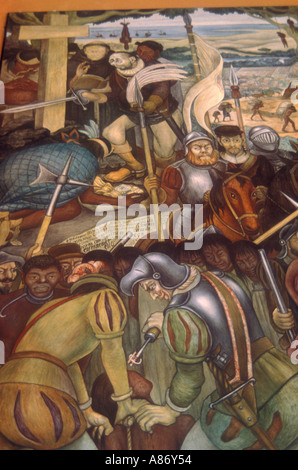 Diego de Rivera affreschi al Palacio de Gobierno IN MESSICO DF Foto Stock