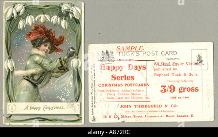 Natale Cartoline di auguri, anteriore e posteriore, pubblicato da Raphael Tuck circa 1910 Foto Stock