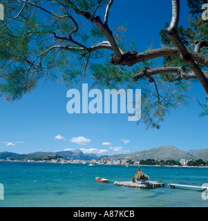 Lungomare di Puerto Pollensa, costa Nord, Maiorca, isole Baleari, Spagna Foto Stock