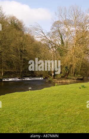 Il Weir vicino a Holme Bridge, Bakewell Foto Stock