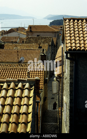 Passeggiando per le strade della Città di Rab, isola di Rab, Croazia Foto Stock