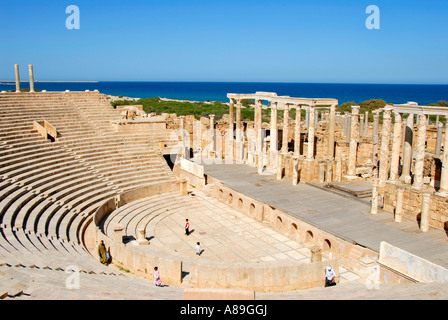 Teatro romano di Leptis Magna Libia Foto Stock