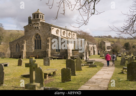 Regno Unito Yorkshire Wharfedale Grassington Linton villaggio chiesa Foto Stock