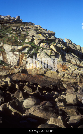 PRESTIGE fuoriuscite di olio paesaggio del monoblocco lato della posizione dell'isola Isole Cies Ria de Vigo Galizia Spagna Foto Stock