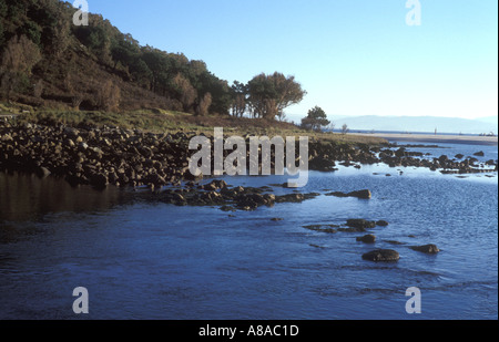 PRESTIGE fuoriuscite di olio paesaggio del monoblocco lato della posizione dell'isola Isole Cies Ria de Vigo Galizia Spagna Foto Stock