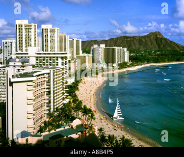 Stati Uniti - Hawaii: Spiaggia di Waikiki di Oahu Foto Stock