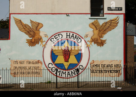 Mano rossa commando murale, Shankhill Road, Belfast Foto Stock