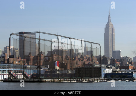 Un campo da golf driving range sul fiume Hudson nyc Foto Stock