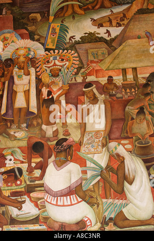 Dettaglio del murale dipinto da Diego Rivera Palazzo Nazionale o del Palacio Nacional Città del Messico MESSICO Foto Stock