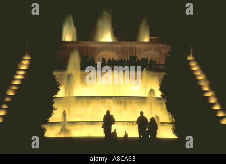 Font Magica Fontana Magica sotto il Palau Nacional barcellona catalogna Foto Stock