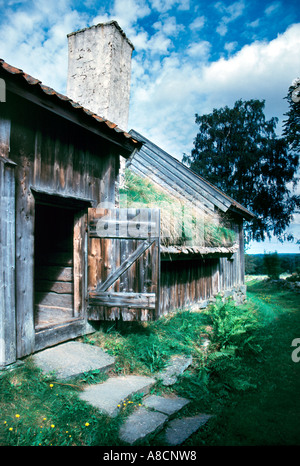 Äskhults villaggio contadino (Äskhults da in svedese) svedese tipico borgo agricolo nel 1700s. Äskhult, Kungsbacka, Halland, Svezia Foto Stock