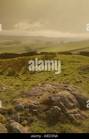 Vista dalla parete di Adriano nei pressi di Rigg in acciaio, Northumberland Foto Stock