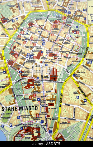 Stare Miasto illustrazione strada guida dettaglio Cracovia Polonia polska città della Polonia a Cracovia Viaggi turismo architettura building giorno Foto Stock