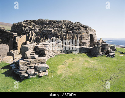 Dh Midhowe Broch ROUSAY ORKNEY ferro medievale fortificata dimora difensiva roccaforte Foto Stock