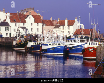 Dh East Neuk scozia PITTENWEEM FIFE Porto barche da pesca a strascico case pier pescherecci da traino della pesca costiera Foto Stock