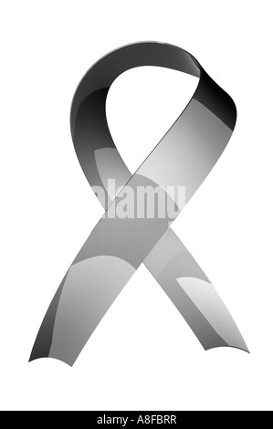 Nastro argentato Parkinsons malattia simbolo di sensibilizzazione Foto Stock