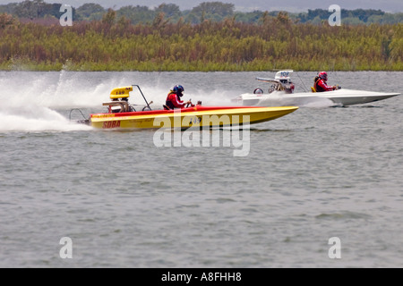 Drag racing in barca sul Lago di Brady Texas Foto Stock