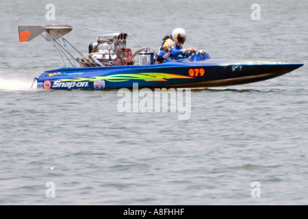 Drag racing in barca sul Lago di Brady Texas Foto Stock