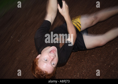 Un ragazzo adolescente su un flying fox BAPD126 Foto Stock