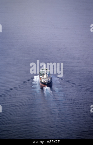 Vista aerea della petroliera in alto mare Foto Stock