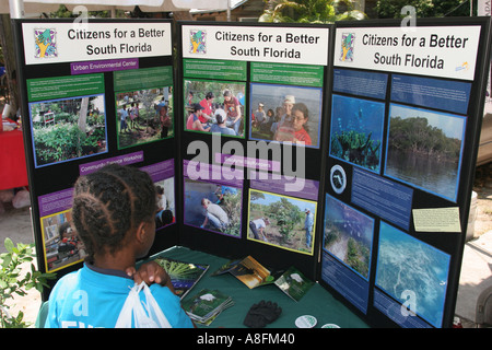 Miami Florida,Little Haiti,Festival della Giornata della Terra,festival,celebrazione,fiera,Black Blacks African Africans etnic minorità,Haitian man,maschio studen studente Foto Stock