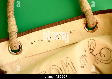 Un cotone Anya Hindmarch io non sono un sacchetto di plastica, sacchetto. Foto Stock