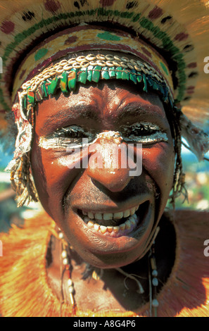 Decorate aborigena femmina, Mt. Hagen, Papua Nuova Guinea Foto Stock