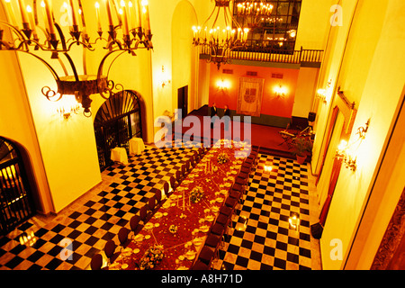 Puerto Rico, San Juan, l'Hotel El Convento, la sala da pranzo Foto Stock