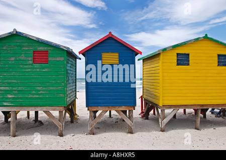 Vittoriano colorate cabine per cambiarsi in San Giacomo in Sud Africa Foto Stock