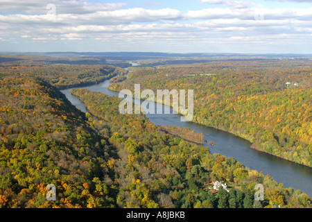Vista aerea del fiume Delaware come si snoda attraverso il New Jersey e della Pennsylvania. Foto Stock