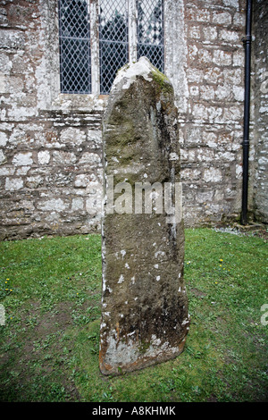 Pietra Ogham Nevern Chiesa Pembrokeshire West Wales Gran Bretagna UK Europa Foto Stock