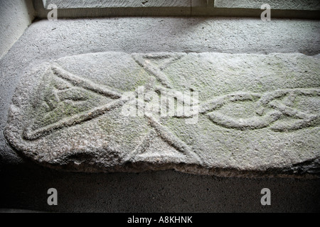 Celtic Design Interno Nevern Chiesa Pembrokeshire West Wales Gran Bretagna UK Europa Foto Stock