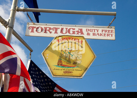 Grand Cayman George Town Tortuga rum torta segno Foto Stock