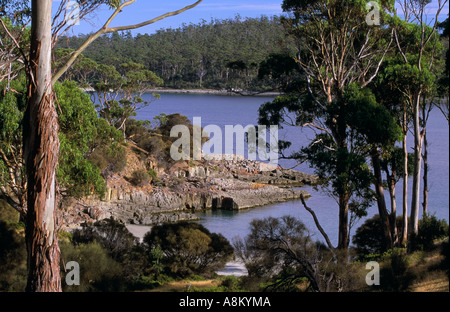 Hyatts Spiaggia e laguna Bay Bangor stazione vicino Dunalley Forestier penisola se la Tasmania Australia orizzontale Foto Stock